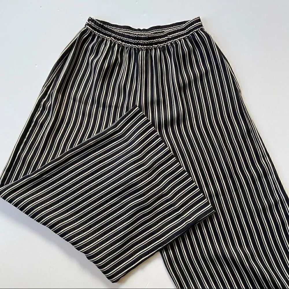 Express High Waist Sheer Wide Leg Striped Crop